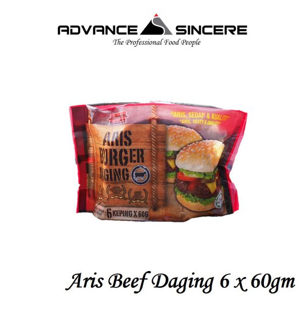 (Halal) Aris Beef Burger / Burger Daging  - 360g 6pcs/pkt -- ASSB Grocery